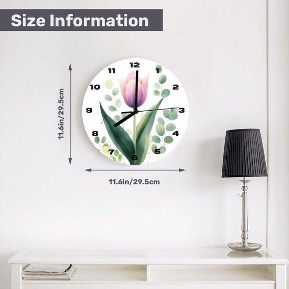 Elegant Tulip-Inspired Floral Wall Clock: Modern Timepiece for Home Decor - Picture 3 of 7